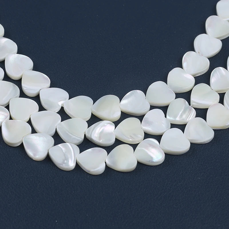 10mm 12mm White Heart Mother of Pearl Shell Pearl Strand