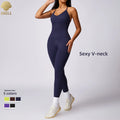LULUXIXIYAYA Hollow-Out Seamless Yoga Clothes Chest Pad Tight Hip Lifting Exercise One-Piece Fitness Jumpsuit
