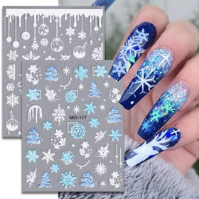 Christmas Snowflake Star Heart Shaped Adhesive Nail Art Stickers Decals Decoration Popular Professional 5D Resin Nail Sticker