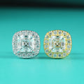 New Arrival 925 Sterling Silver D Color Asscher Cut Moissanite Square Halo Cluster Moissanite Stud Earrings for Women