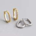 Pure 925 Sterling Silver Huggie Luxury Full White Zircon Gemstone Pave Hoop Earrings for Women Fine Jewelry EH1513