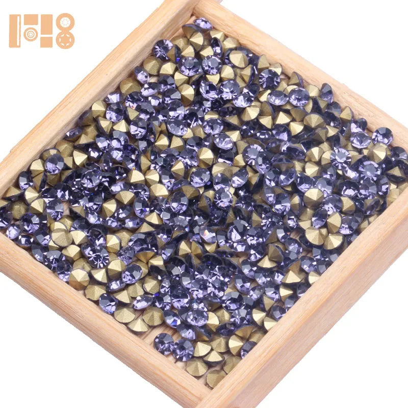 SS2-SS38 Glass Crystal Flatback Rhinestones with Pointed Bottom Back 1.1-8.2mm Color Mix AB Eco-Friendly for DIY