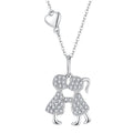 YILUN 925 Sterling Silver Rhodium Plating Two Girls Pendant Necklace Waterproof Necklace Sister Friendship Jewelry
