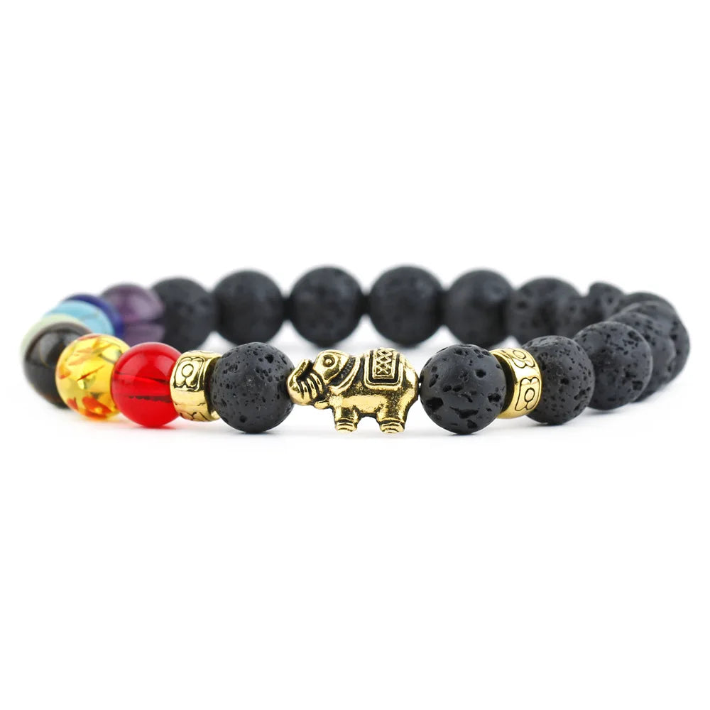 Latest Boho 8mm Natural Stone Beaded Bracelet Yoga Women Handmade Elephant Beaded Bracelet