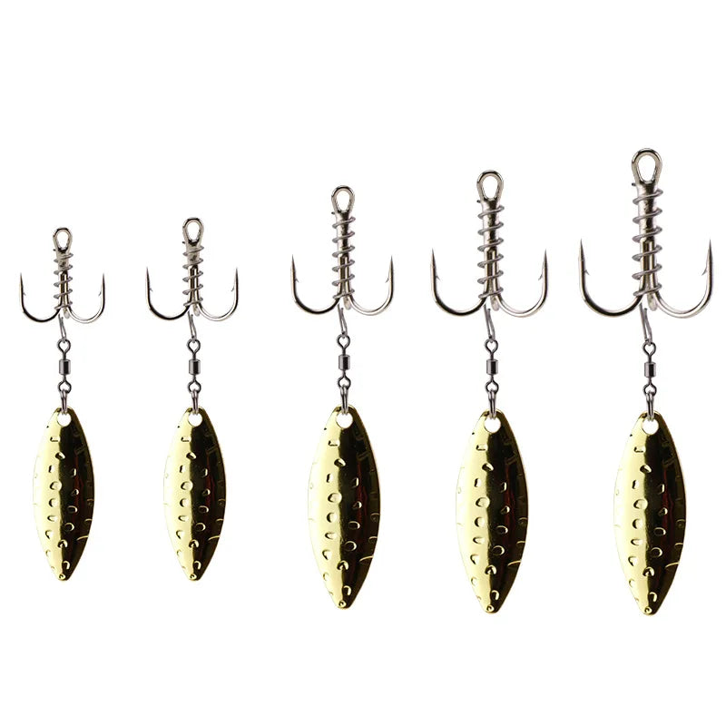 WEIHE 14pcs/set Treble Hooks With Spring Dough Bait Treble Hook Steel Wobblers Spinner Spoon Bait With Hooks Fishing Tackle Pesc