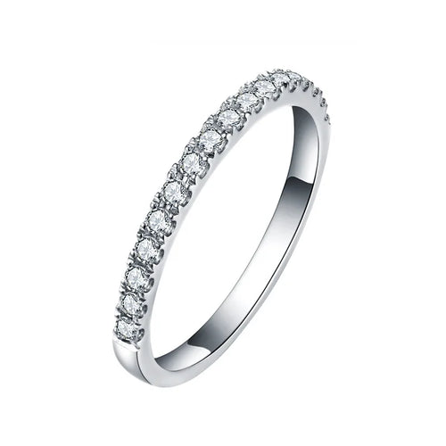 0.015CTW HI 1.5mm Width Moissanite Lab Created Diamond Half Eternity Wedding Band Sterling Silver for Women