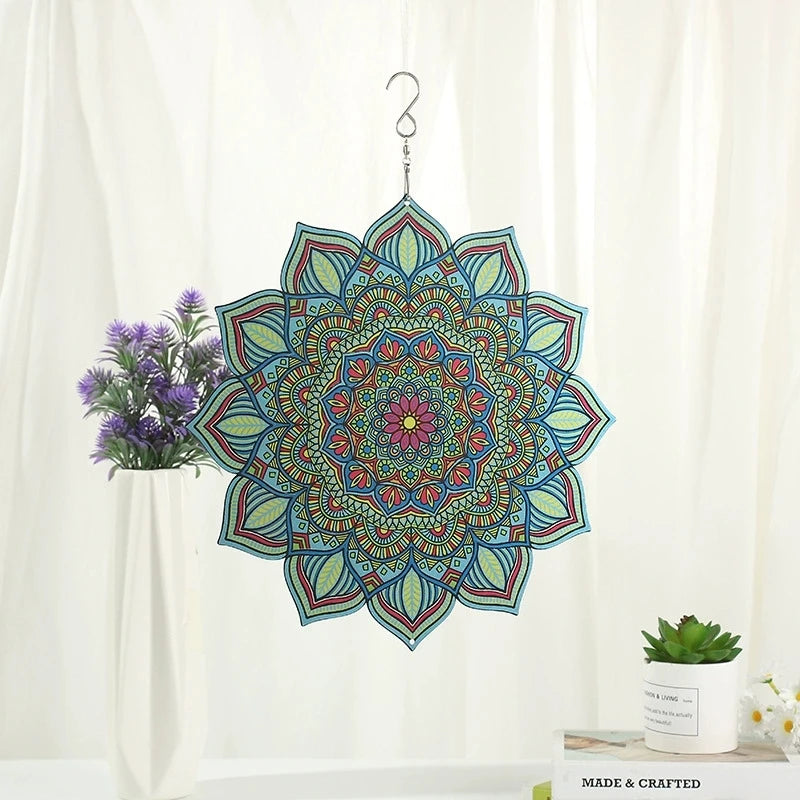 Factory Price 12 Inch 3D Rotating Wind Spinner Hollow Wind Chime Stainless Steel Indoor Window Hanging Ornament Yard Decoration