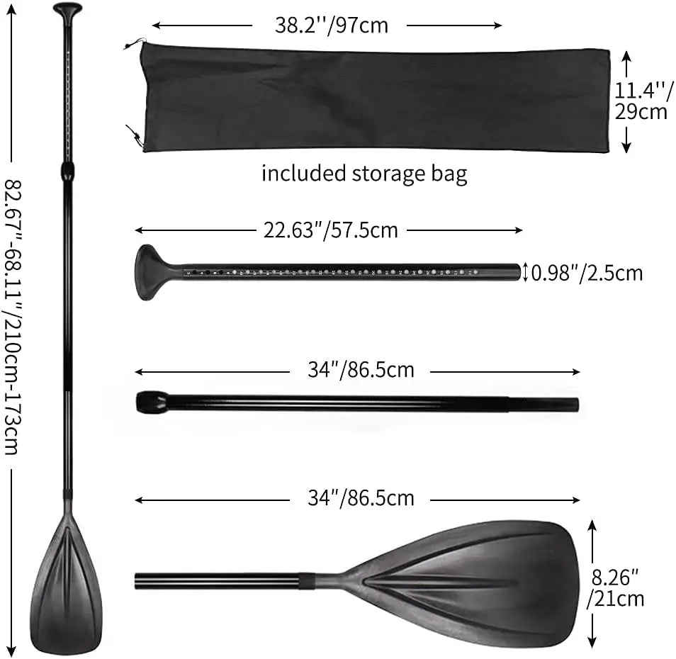 Factory Direct OEM 3-Piece Detachable Nylon Blade With Protective Edge Paddle Board Fiberglass Shaft Nylon Plastic SUP Paddle