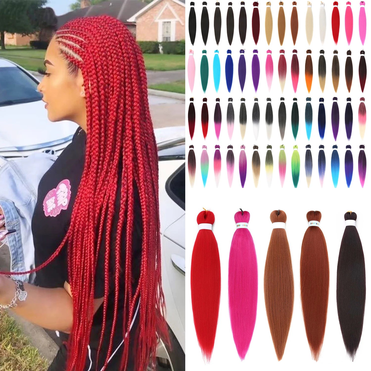 26 Inch Prestretched Braiding Hair for Braid Women Hair Professional Synthetic Hair Extension for Crochet Braid
