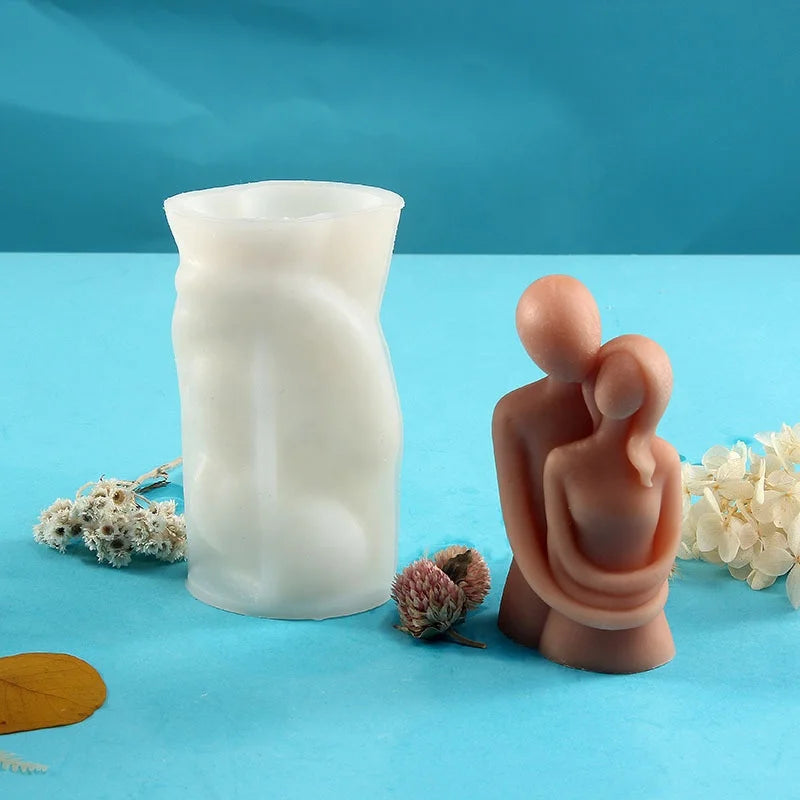 B-5030 Lspouse Lovers Embrace Whole Family Portrait Body Resin Silicone Soap Candle Mold Aromatherapy for 3D Mould