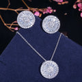 Top Quality Bright CZ Crystal Women Fashion Jewellery Shiny Round Cubic Zircon Chain Link Necklace and Earrings Jewelry Set