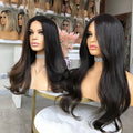 Ready to Wear Natural Hair Line Raw Virgin Human Hair Swiss Hd Lace Dark Color Hand Made Women Glueless Lace Front Wigs