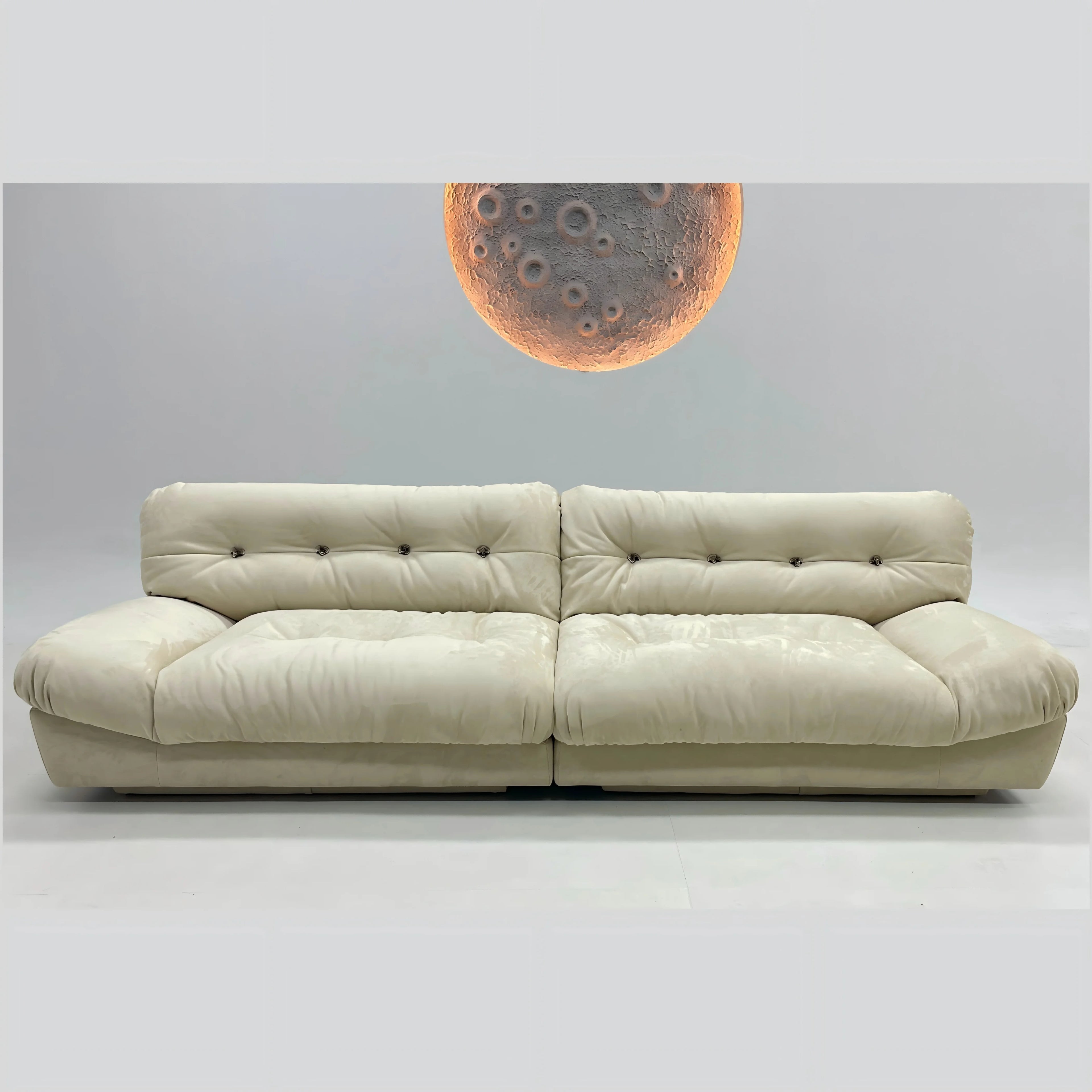 Italian Modern Minimalist Cloud Sofa Tufted Leather with Lazy Down Feature for Apartment or Home Office