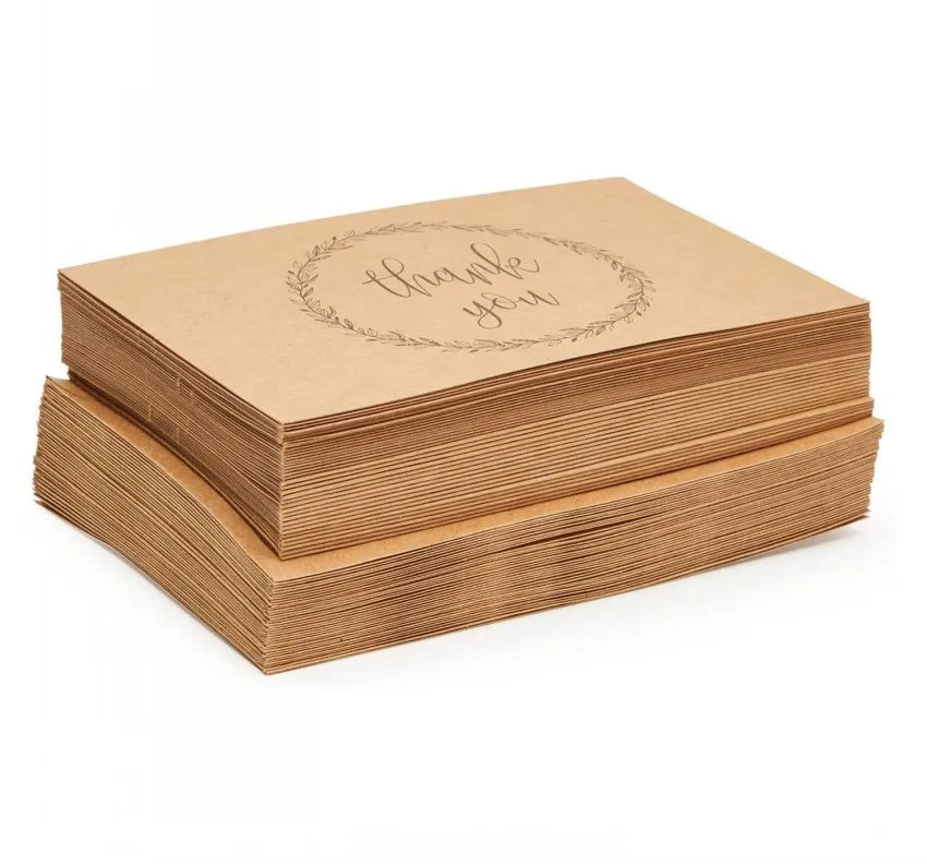KYW Custom Logo Printing Thank You Card Kraft Paper for Small Business Luxury Card