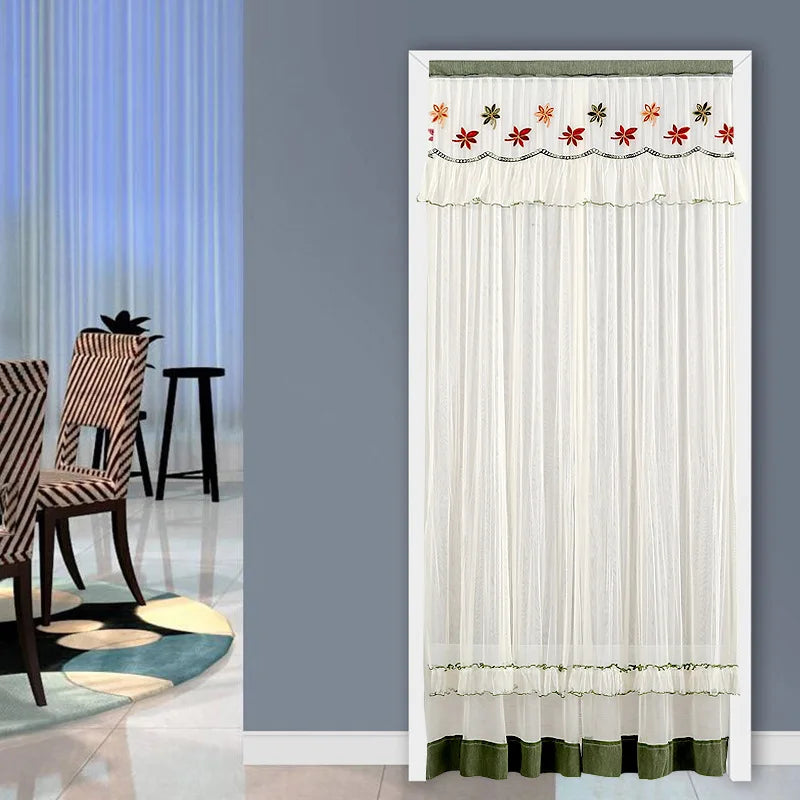XinLan Wholesale Double Lace Anti Mosquito Door Curtain Living Room Bedroom Kitchen Bathroom Door Curtain