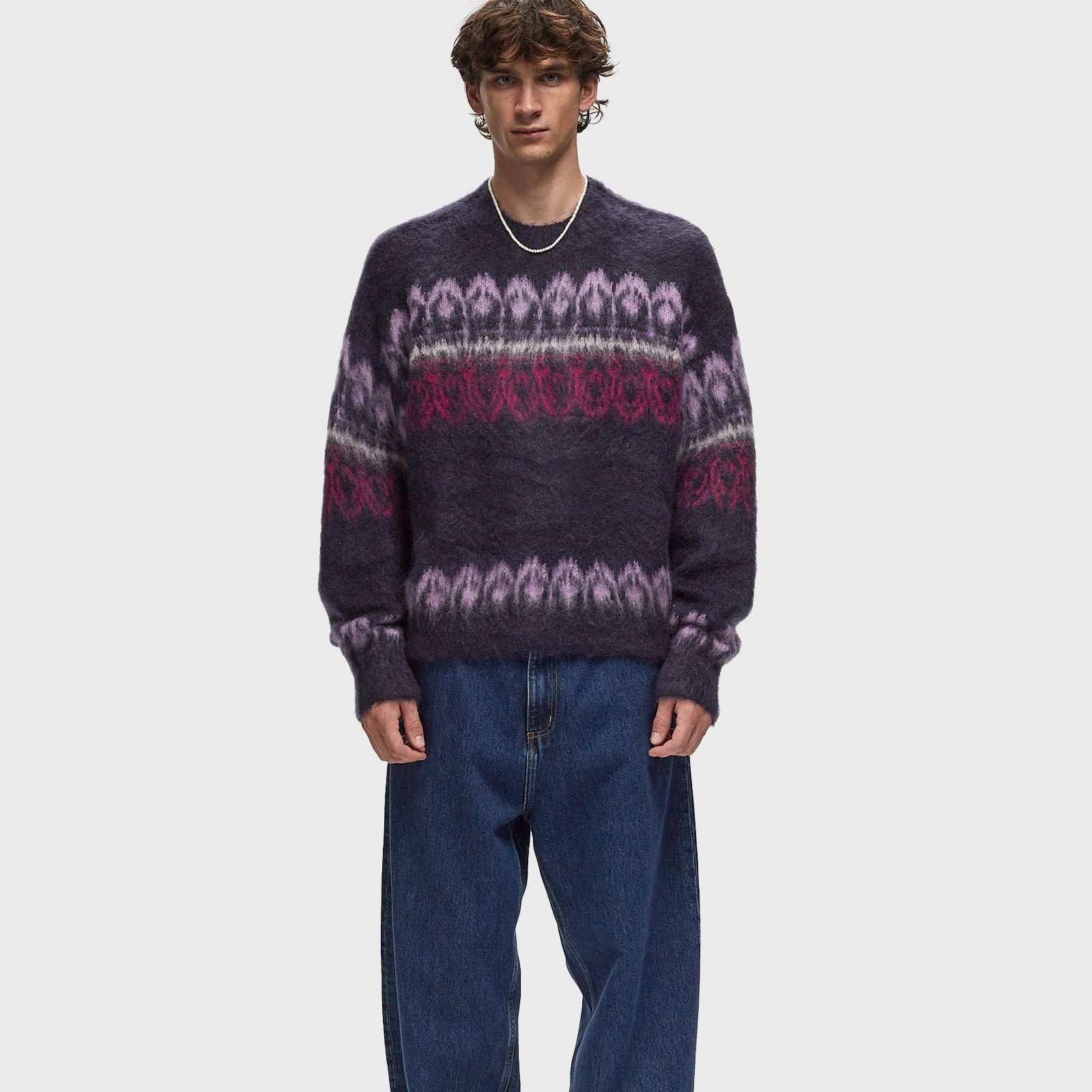 Custom  logo Design  Knit Pullover Top Knitwear Jumper Cashmere Wool Long Sleeve Fuzzy Fashion Casual Men Mohair Knitted Sweater
