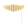 Gold Plated Women's Rhinestone Belly Chain with Bohemian Flower Waist Tassels for Party Body Jewelry