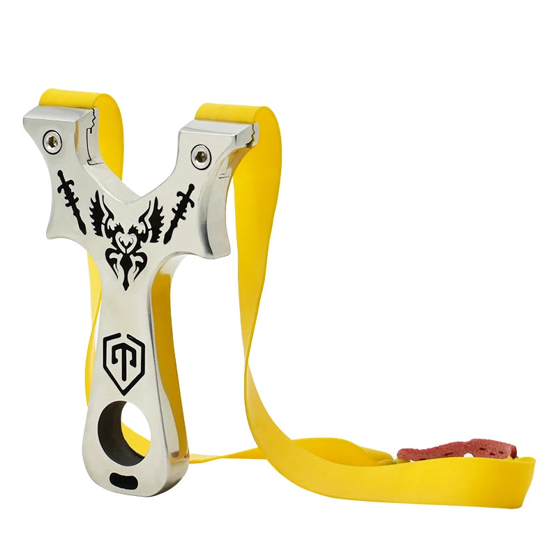 New Design Adult Outdoor Hunting Stainless Steel Slingshot With Flat Rubber Band Competitive Sports Bow Entertainment