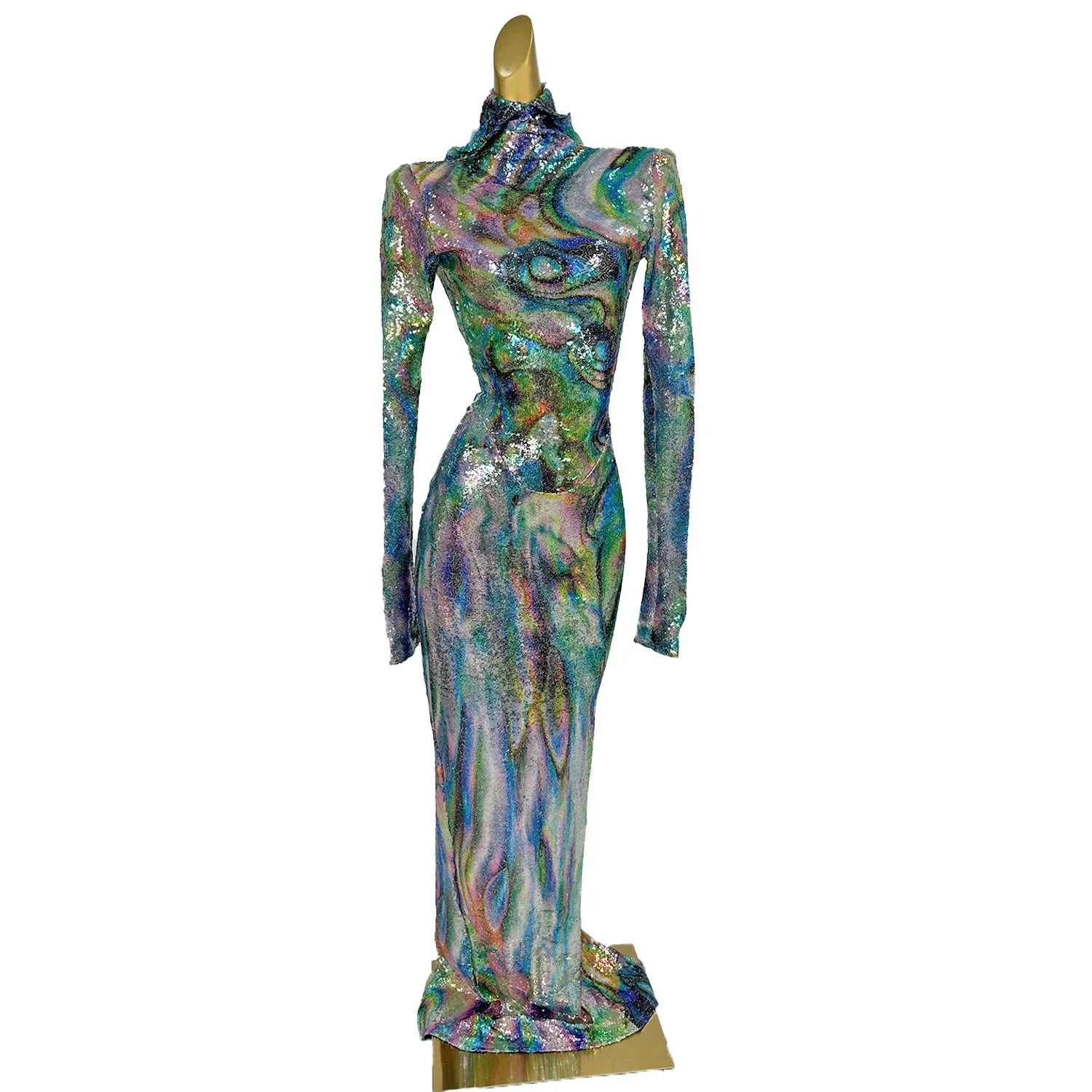 Sihaiyile Sequin Birthday Wedding Hooded Dress Backless Dinner Gown Showgirl Festival Outfit Women Night Club Party Long Dress