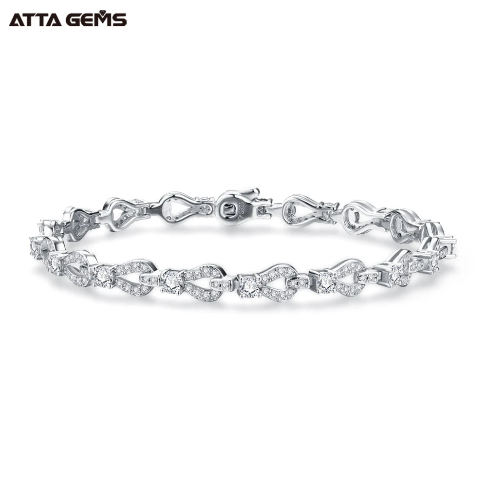 ATTA D Color VVS Moissanite 925 Sterling Silver 18K Gold Plated Bracelet Fashion Moissanite Tennis Bracelet for Men or Women