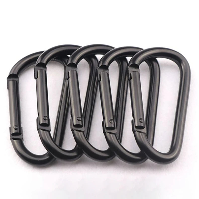 Popular Climbing Accessories 76mm Aluminum Alloy Matte Black Electrolytic Treatment Customizable Carabiner Clips Hooks for