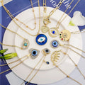 Trendy 18K Gold Plated Heart Round Shaped Women Large Blue Turkish Evil Eyes Pendant Choker Necklace Jewelry