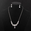 Jewelry Set for Wedding Party & Dinner Zircon Silver with White Plating Two-Piece Brass Necklace & Earring for Gift