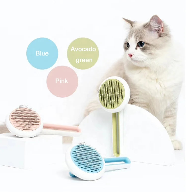 Portable Bristle Compressible Self-cleaning Pet Hair Removal Brush Comb