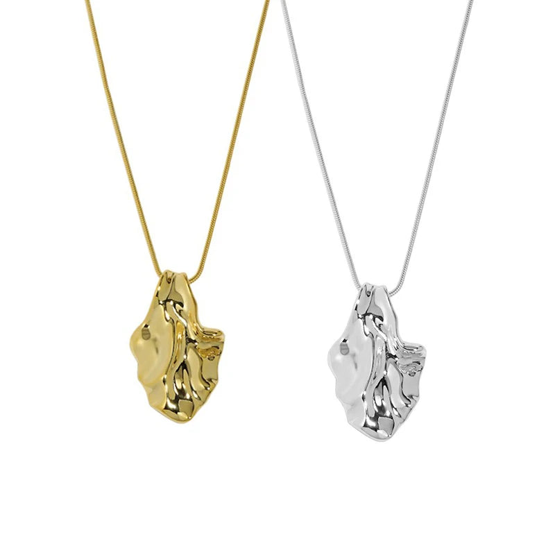 Wuqie S925 Sterling Silver New Arrival Snake Chain European Irregular Leaf Shaped Pendant Necklace