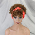 Factory Cheap Afro Kinky Curly Headband Bob Wig Human Hair Glueless No Lace Front Machine Made Pixie Wigs for Black Women