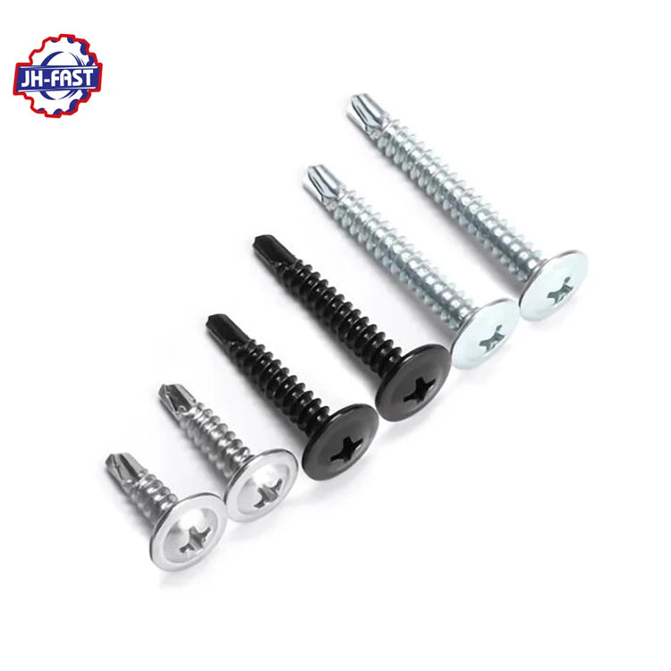 White Black Blue Zinc Plated SS 410 Truss Cross Head Self-Drilling Roofing Screw 75mm Wafer Umbrella Head Metric Measurement