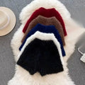 One Size Plush Knitted Shorts Women's Winter Outerwear Thick High Waisted Elastic Tight Pants