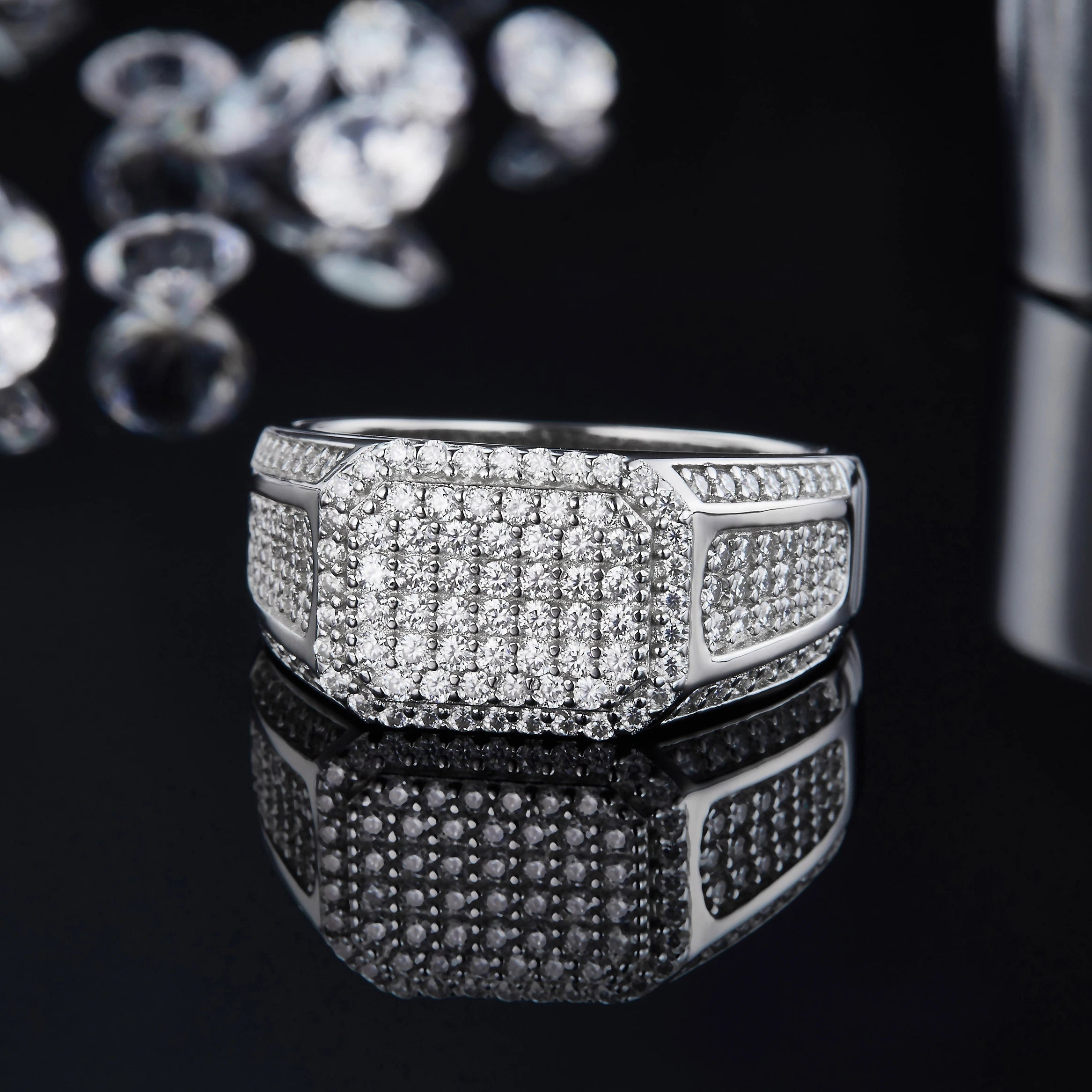 Golden Supplier Abiding Jewelry Luxury Diamond 925 Sterling Silver China Modern Hiphop Ring VVS Moissanite Ring Men