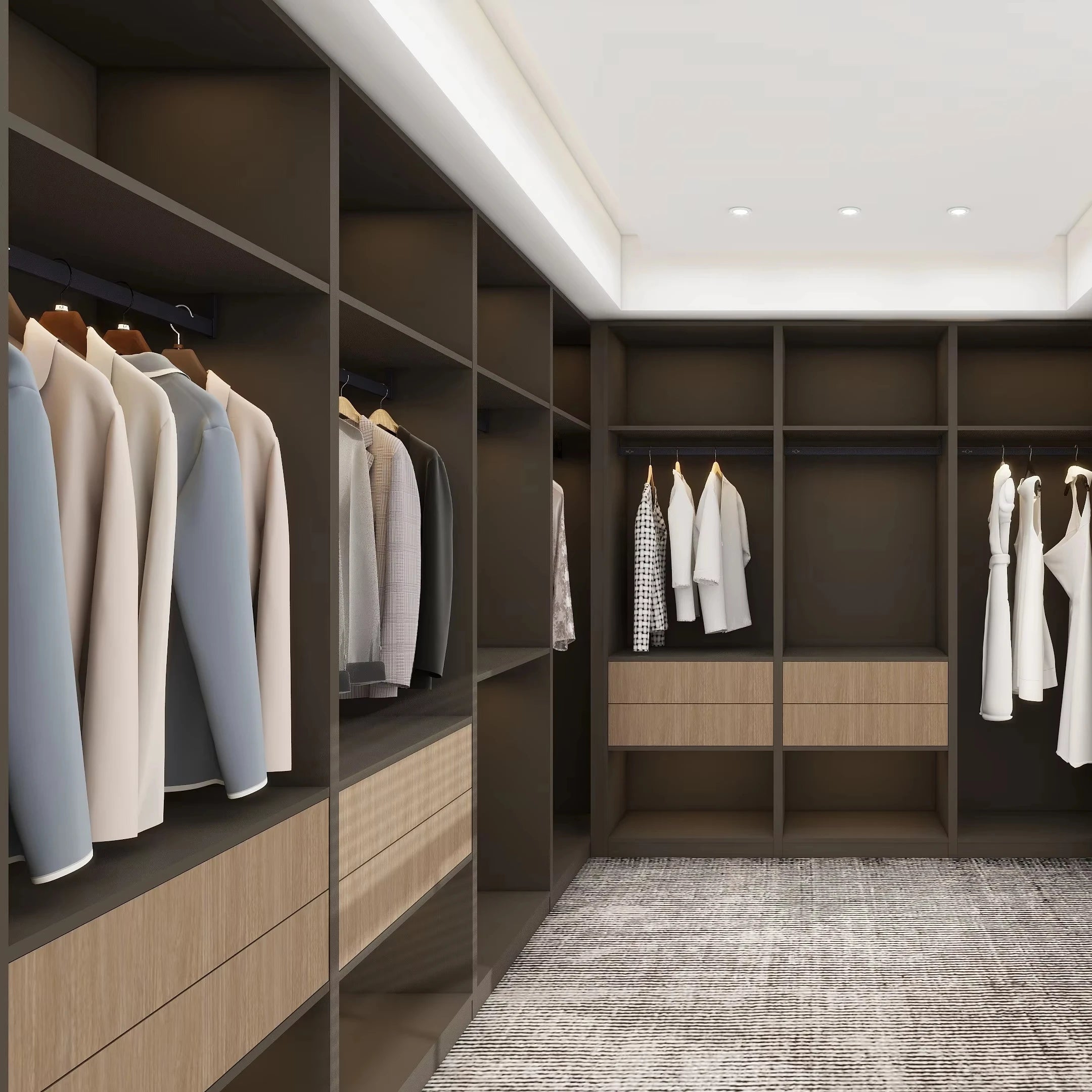 Luxury High-Quality Aluminum Frame Glass Door Design Walk-in Wardrobe Combination Furniture Closet