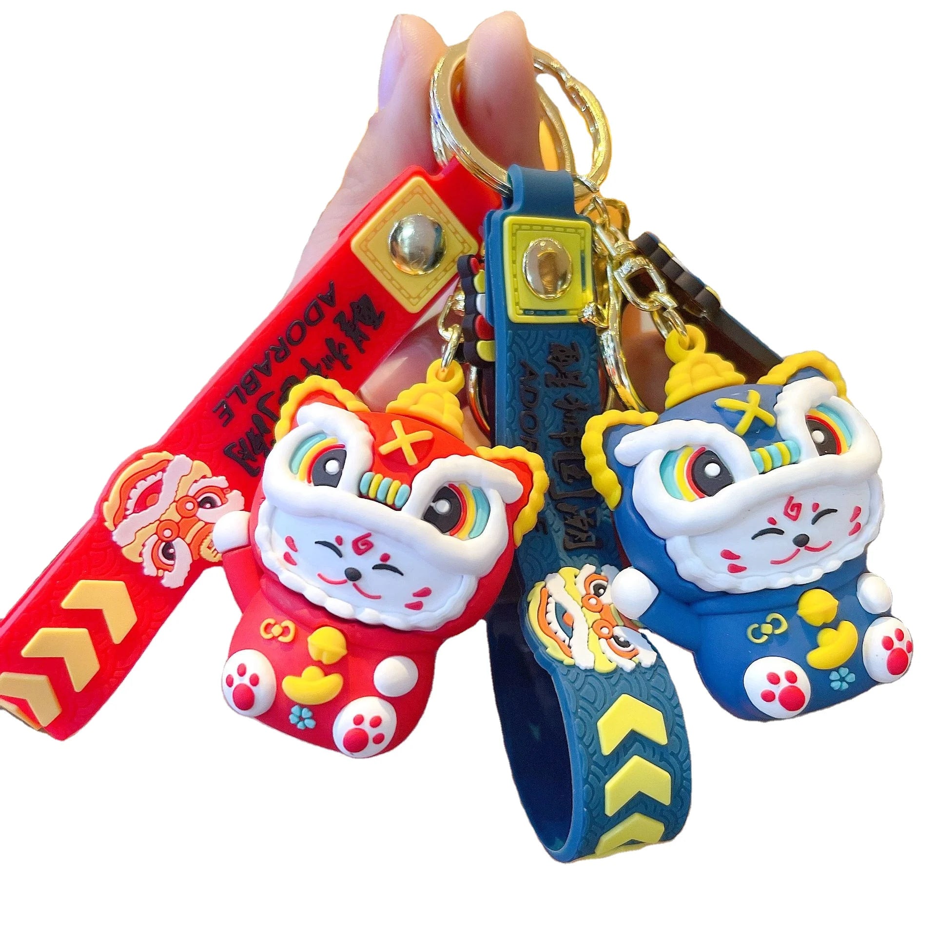 Creative Keychains 2022 New Year of the Tiger Lucky Cat Pendant Cartoon Acrylic Plastic Bag Lanyard Ornaments Lucky Jewelry