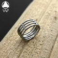 VAF Minimalist Geometric 4 Layer Cutout Ring Stainless Steel Statement Ring for Men MegaBDM