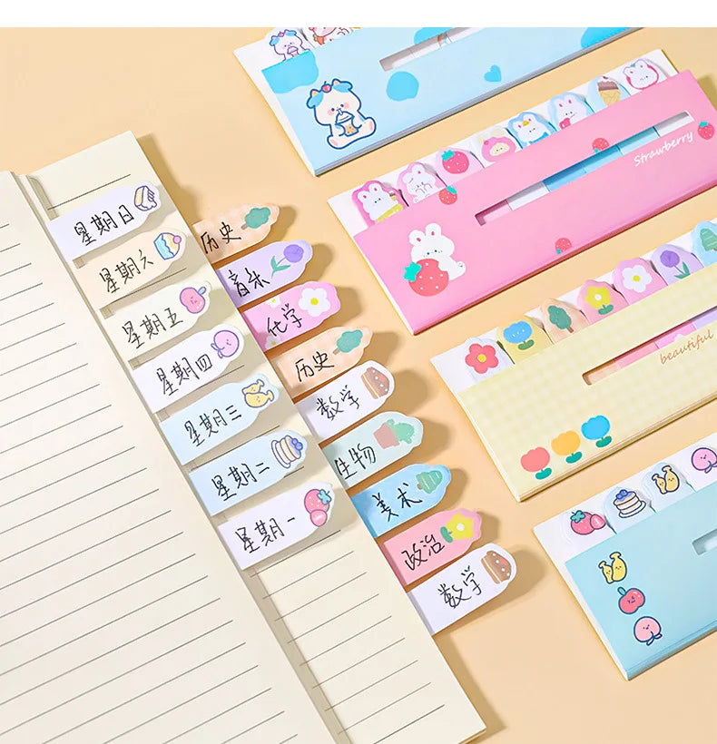 120 Pieces Page Markers Stickers Pads Index Tabs Cute Animal Tabs Colored Sticky Notes for Page Marker Bookmarks