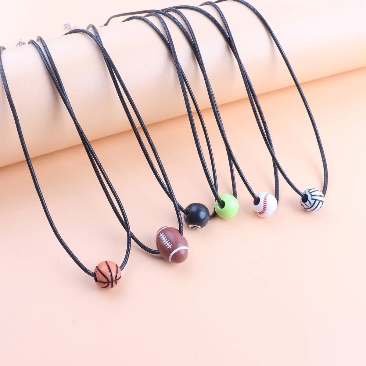 AA0165997 Sport Basketball Soccer Rugby Volleyball Braided Rope Bracelet Ball Charm Necklace for Men Gifts