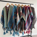 New Ethnic Style Shawl Dual Purpose Air Conditioner Cloak Knitted Woolen Thread Handmade Tassel Pendant Cloak Travel Shawl