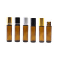 Wholesale Essential Oil Bottle 10ml Amber Glass Roll on Perfume Bottle with Stainless Roller and Caps