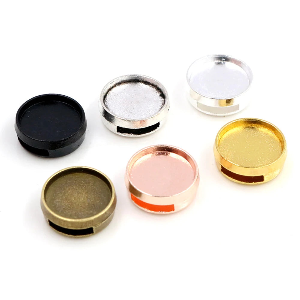 12mm Inner Size Antique Silver Plated Cabochon Base Cameo Setting Charms Pendant for 8mm Leather Bracelet MegaBDM