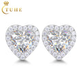 Wedding Jewelry Bridal Gift White Gold 925 Sterling Silver Heart Cut VVS Moissanite Diamond Stud Earrings for Women Valentines