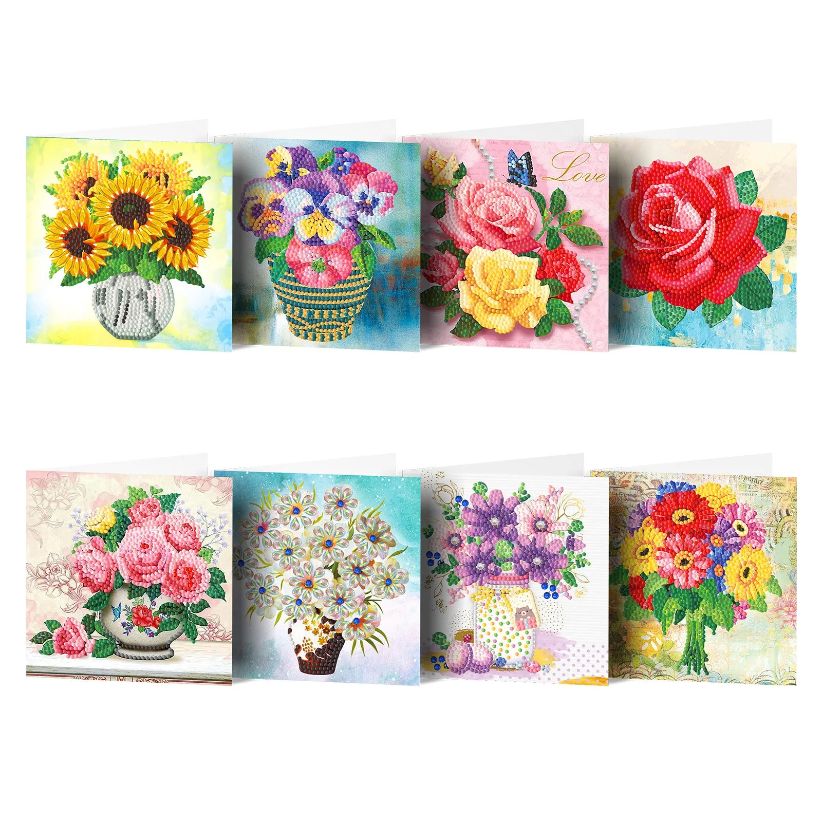 R-HKDZ07 DIY Diamond Painting Birthday Greeting Cards 12pcs Set with Envelope for Christmas Handmade Christmas Card