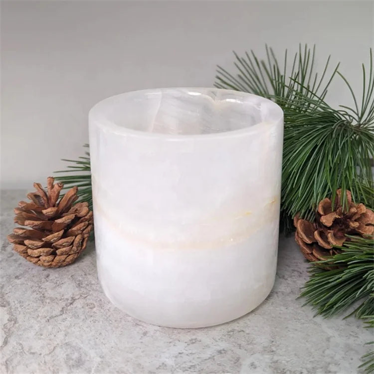 Luxury Modern Style Wedding Home Decoration Christmas Gift Logo Printing Customized White Green Pink Onyx Candle Jar With Lid