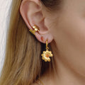 New Arrival Stainless Steel 18K Orange Zircon Daisy Hoop Earrings