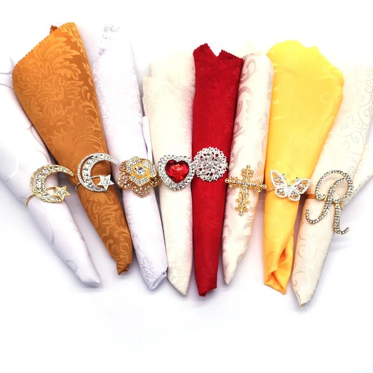 Wholesale Rhinestone Wedding Napkin Rings Metal Napkin Ring Holders for Party Table Decoration