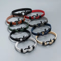 BINSHUO Vintage Outdoor Camping Survival Rope Alloy Horseshoe Buckle Pu Leather Couple Sports Bracelet for Women Men Pulseira