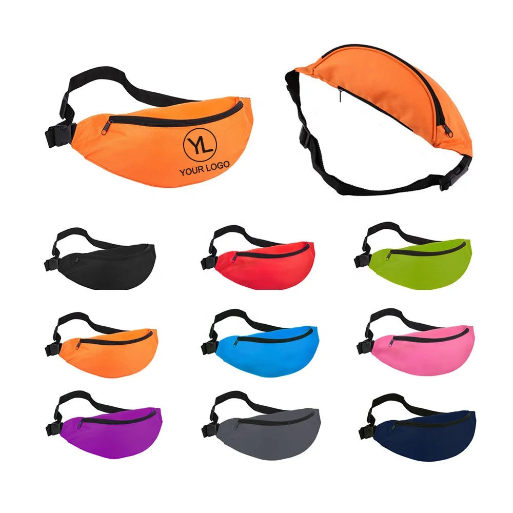 Custom Logo Adjustable Strap Zippered Fanny Pack Crossbody Waist Bag for Outdoor Event Giveaways