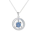 Ocean Jewelry Real Silver 925 Blue Turtle Shell Pendant Necklace for Women