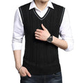 Elegant Men Sweater Vest Autumn V Neck Pullovers Sleeveless Knitted Gentleman Sweater Vest Casual Male Elegant Design Sweater
